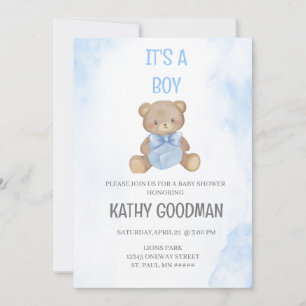 Dusty Blue Baby shower Invitation pour garçon