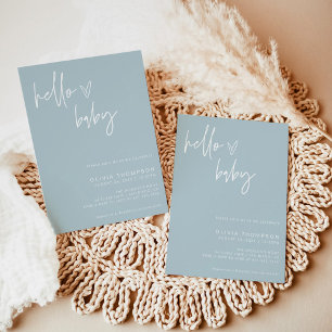 Dusty Blue Baby Shower Invite   Boy Shower Invite