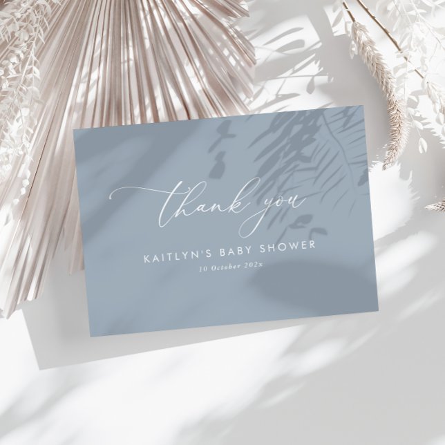 Dusty Blue Baby Shower Thank You Card (Creator Uploaded)