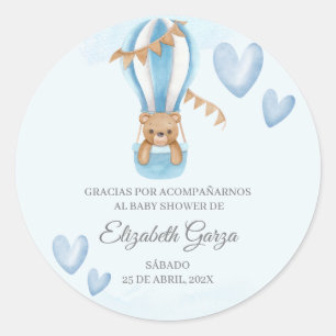 Dusty blue Baby Shower thank you sticker for boy