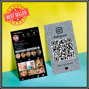 Dusty Blue Baker Instagram Pastry QR Business Card