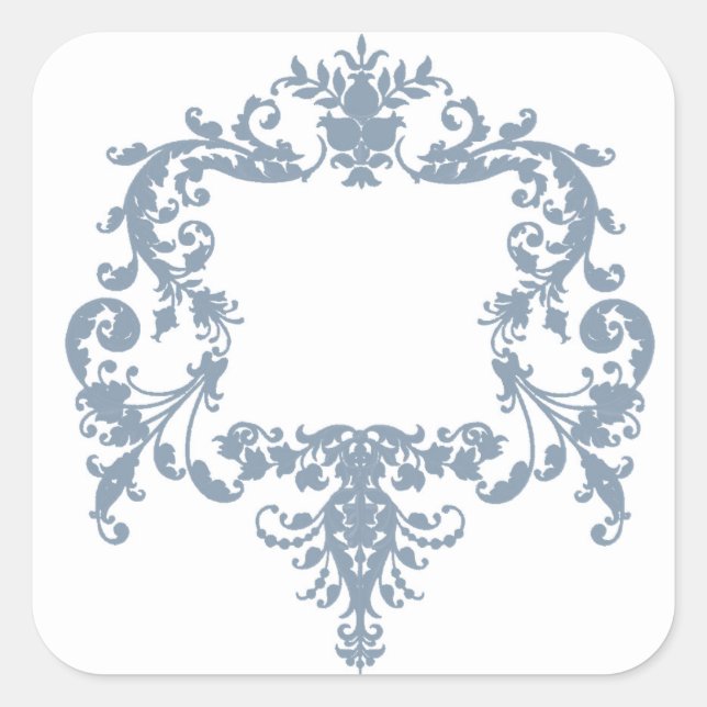 Dusty Blue Baroque Frame Square Sticker (Front)