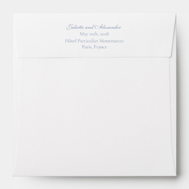 Dusty Blue Baroque Square Wedding Envelope (Back (Top Flap))