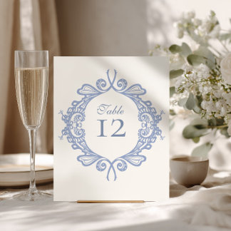 Dusty Blue Baroque Wedding Table Number Sign
