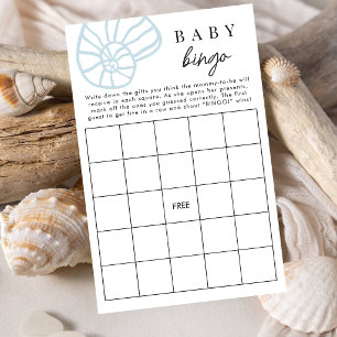 Dusty Blue Beach Coastal Baby Bingo Game Card