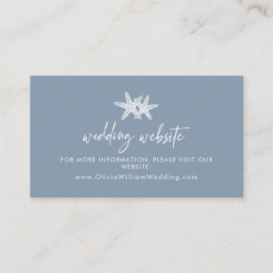 Dusty Blue Beach Starfish Wedding Website Enclosure Card