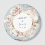 Dusty Blue-beige floral garden wedding magnet<br><div class="desc">Beige floral personalized garden wedding magnet</div>