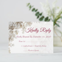 Dusty Blue Beige Floral Gold Geometric RSVP Cards