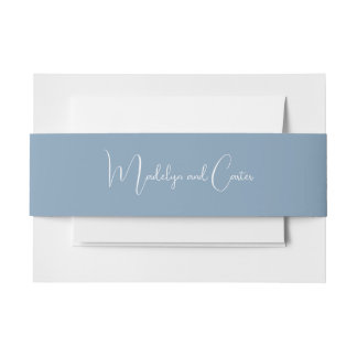 Dusty Blue Belly Band Invitation Belly Band