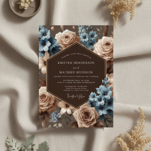 Dusty Blue Bloom Elegance Wedding Invitation