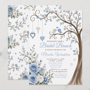 Dusty Blue Blossom Bridal Brunch Invitation