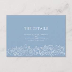 Dusty blue blossom butterflies wedding details enclosure card