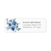 Dusty Blue & Blue Floral 3 Return Address Label