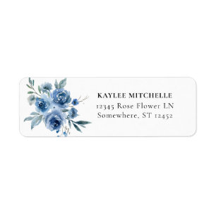 Dusty Blue & Blue Floral 3 Return Address Label
