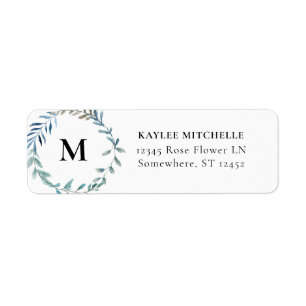 Dusty Blue & Blue Greenery Adresse de retour Label