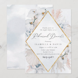 Dusty Blue & Blush Floral Coastal Rehearsal Dinner Invitation