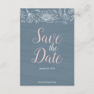 Dusty Blue & Blush Flowers Wedding Save The Date