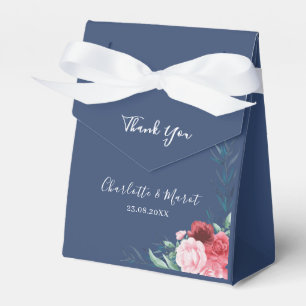 Dusty Blue Blush  Pink Floral Wedding Favour Box