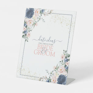 Dusty Blue Blush Pink Gold Date Ideas Pedestal Sig Sign