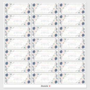 Dusty Blue Blush Pink Gold Floral Guest Address