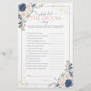 Dusty Blue Blush Pink Gold Floral Shower Game