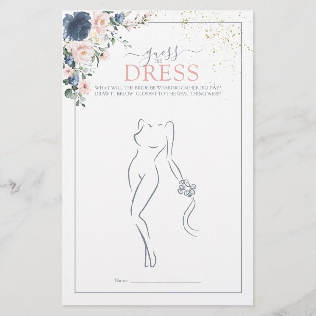 Dusty Blue Blush Pink Gold Guess The Dress Game (Front)