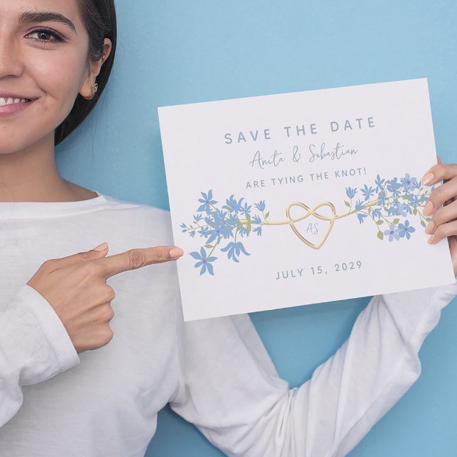 Dusty Blue Bohemian Floral Wedding  Save The Date (Creator Uploaded)