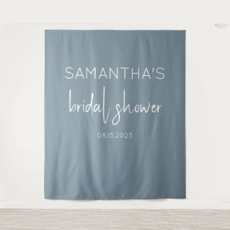 Dusty Blue Boho Bridal Shower Backdrop Tapestry