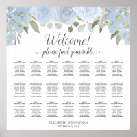 Dusty Blue Boho Chic Floral 21 Tableau de siège