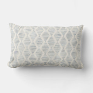 Dusty Blue Boho Coastal Geometric Diamond Lumbar Pillow