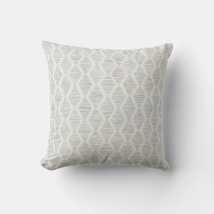 Dusty Blue Boho Coastal Geometric Diamond Throw Pillow