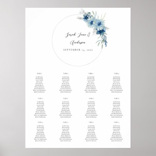Dusty Blue Boho Floral Event Seating Chart 12 V2 (Front)