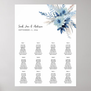 Dusty Blue Boho Floral Seating Chart -12