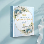Dusty Blue Boho Floral Sweet 15 Ring Binder Album<br><div class="desc">✅ For matching items search 37-15 in my collections ✅ Celebra un momento inolvidable con este álbum de recuerdos personalizado para Quinceañera / 15 años, diseñado en un delicado estilo boho o bohemio. La combinación de tonos azul polvo, azul pastel y azul claro, junto con flores suaves, eucalipto y follaje...</div>