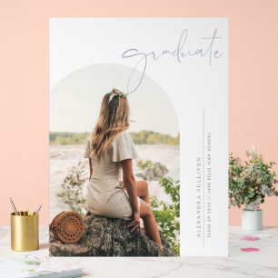 Dusty Blue Boho Minimalist Arch Photo Graduation