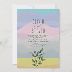 Dusty Blue Boho Mountain Wedding  Invitation