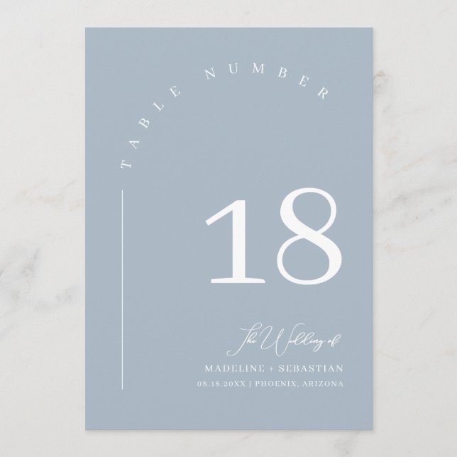 Dusty Blue Boho Wedding Seating Chart Table Number (Front)