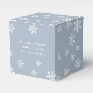 Dusty Blue Boho Winter Snowflake Baby Shower  Favor Box