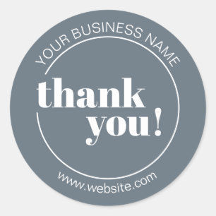 Dusty Blue Bold Business Thank You Classic Round Sticker