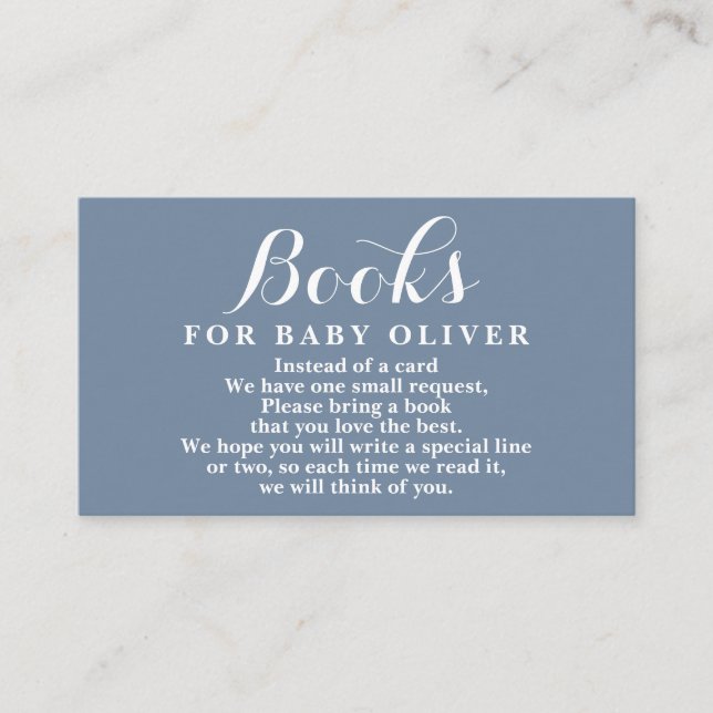 Dusty Blue Books for Baby Request Card (Front)