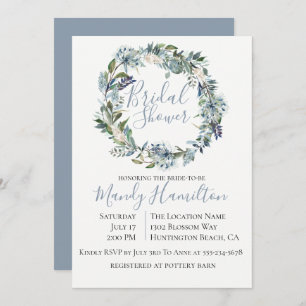 Dusty Blue Botanical Bridal Shower Invitation