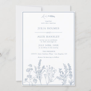 Dusty Blue Botanical Faire-part de mariage