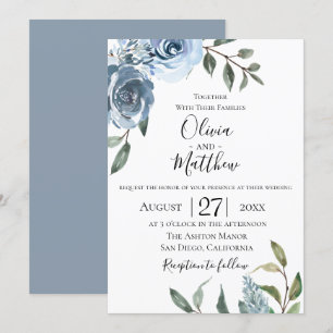 Dusty Blue Botanical Faire-part de mariage