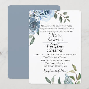 Dusty Blue Botanical Faire-part de mariage