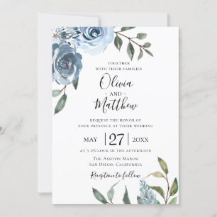 Dusty Blue Botanical Faire-part de mariage