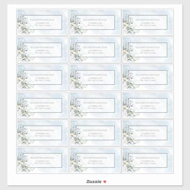 Dusty Blue Botanical Greenery 18 Guest Address (Sheet)
