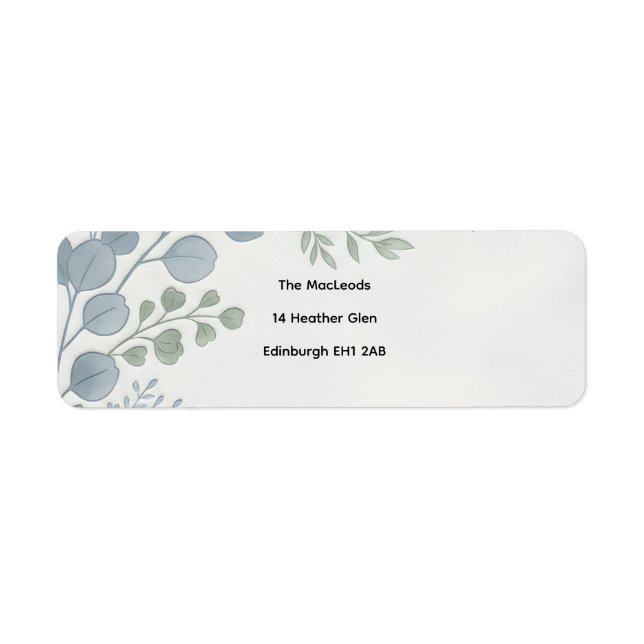 Dusty Blue Botanical Return Address Label (Front)