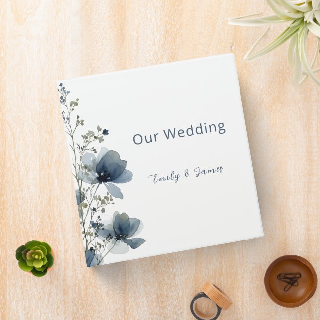 Dusty Blue Botanical Wedding Binder (In Situ)