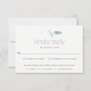 Dusty Blue Botanical Wedding Carte RSVP