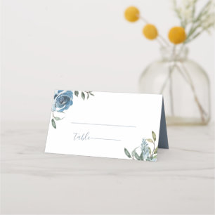 Dusty Blue Botanical Wedding Place Card